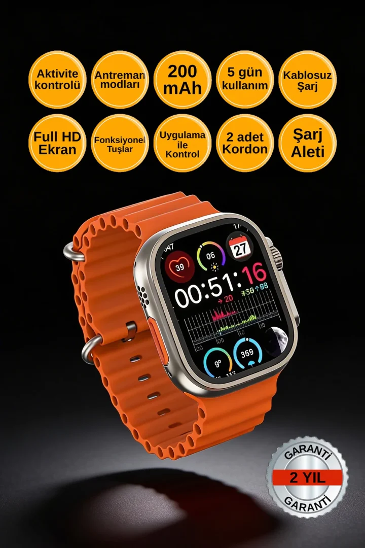 W36 49mm Ultra Akıllı Saat – Full HD, 5 Gün Pil