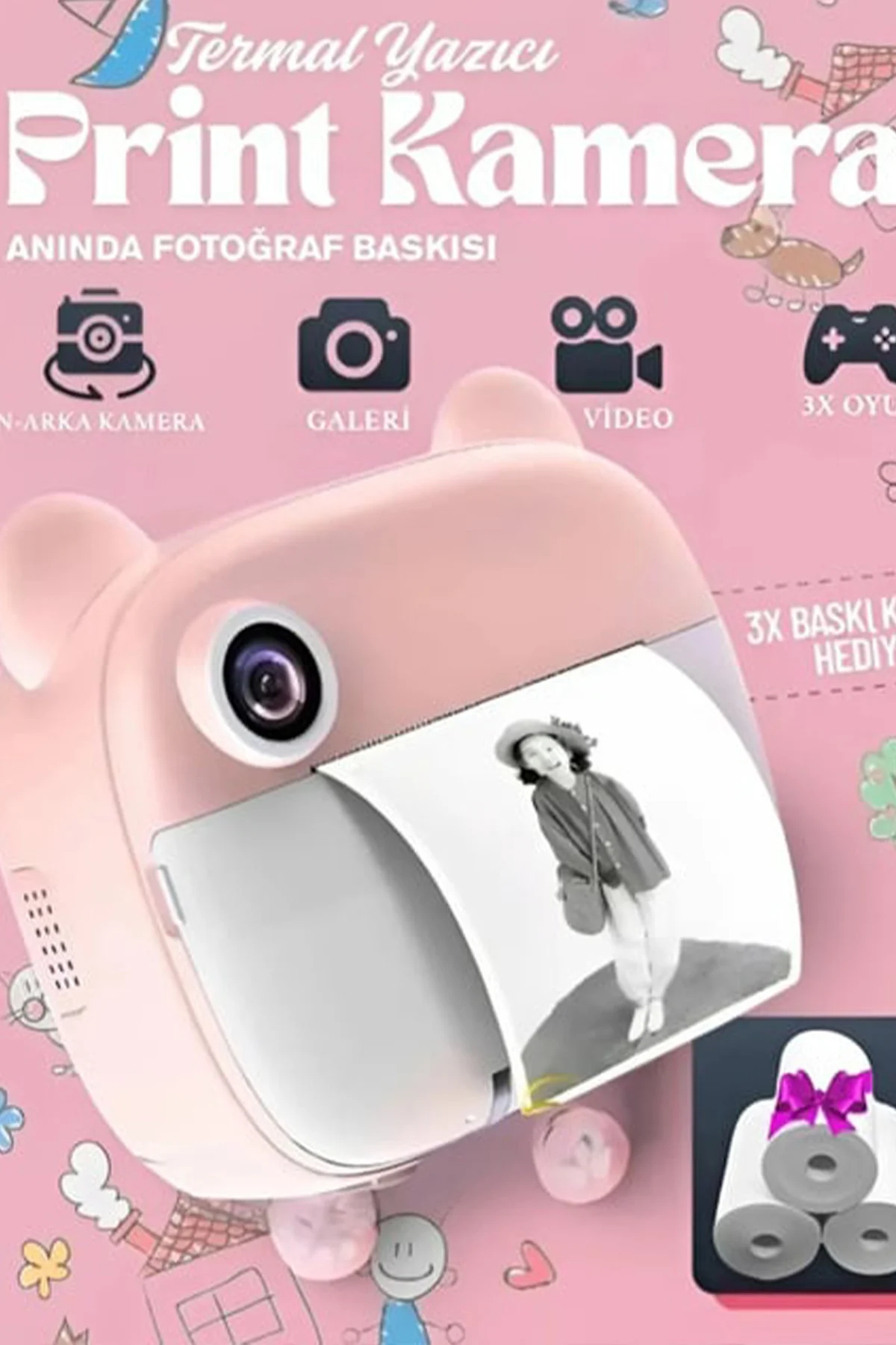 Anında Baskı Yapan Termal Yazıcılı Çocuk Kamerası