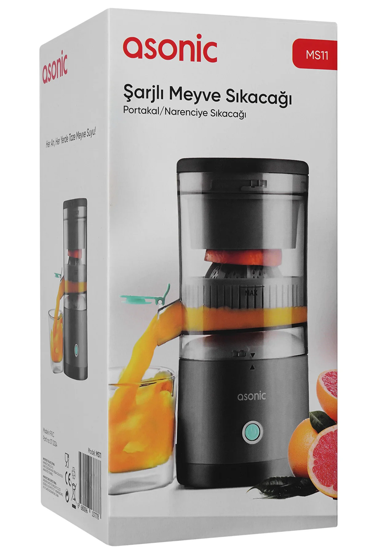 Asonic MS11 Kablosuz Taşınabilir Mini Meyve & Portakal Sıkacağı 400ml