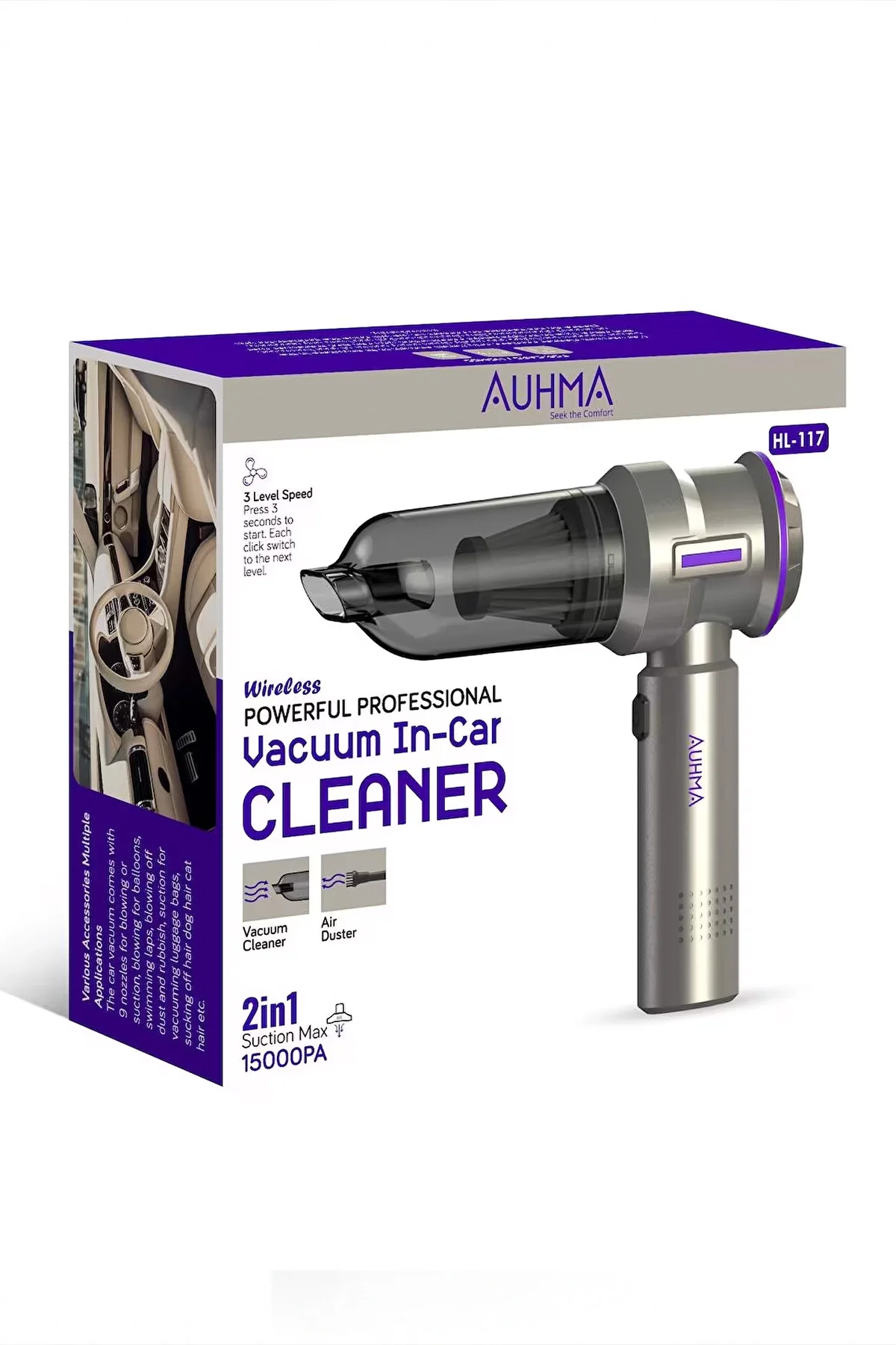 Auhma 2-in-1 15000PA 3 Kademeli Vakumlu & Üflemeli Araç Süpürgesi HL-117
