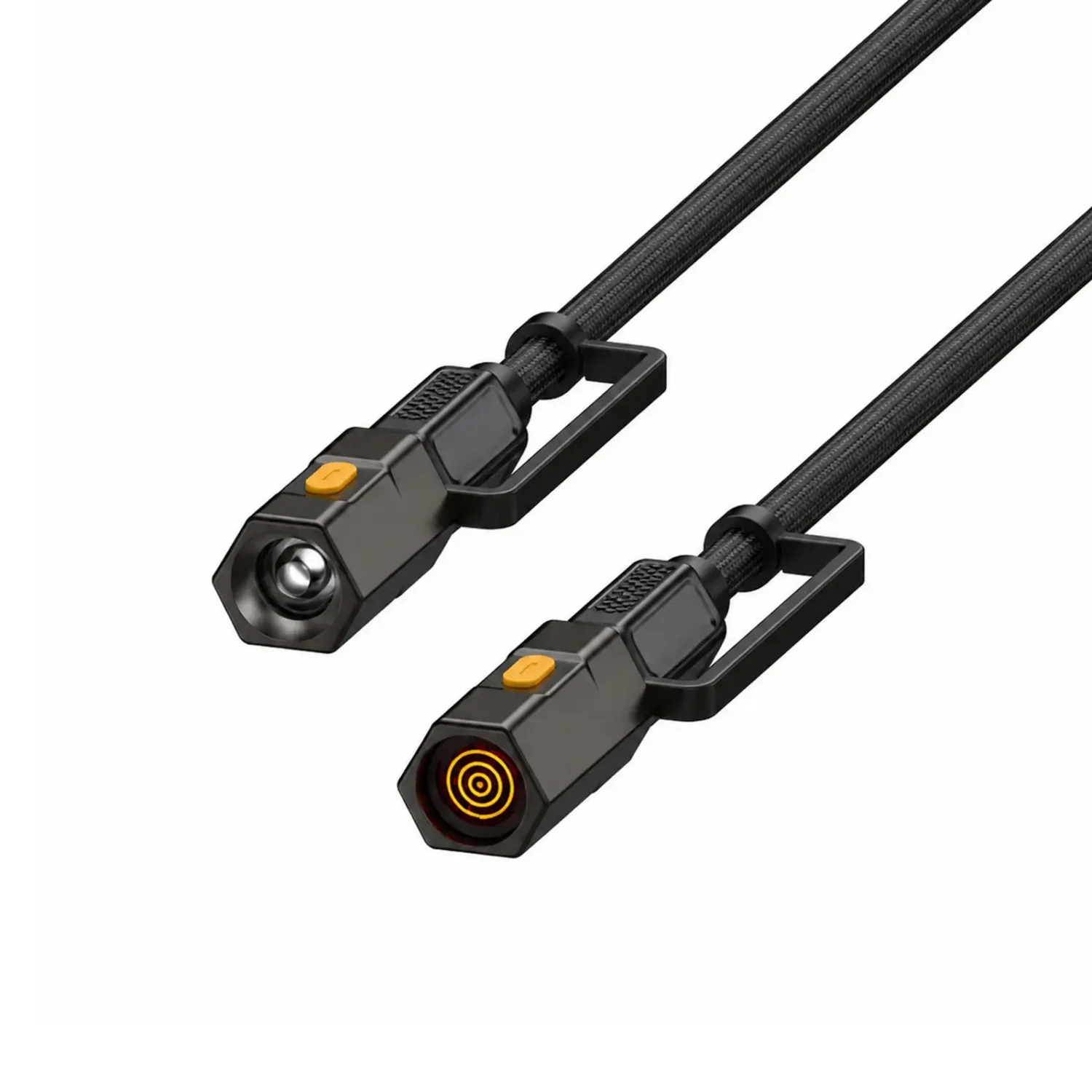 Bix T2IN1C 240W Type-C to Type-C LED Fenerli ve Alevsiz Çakmaklı Şarj Data Kablosu 1.2 m Siyah