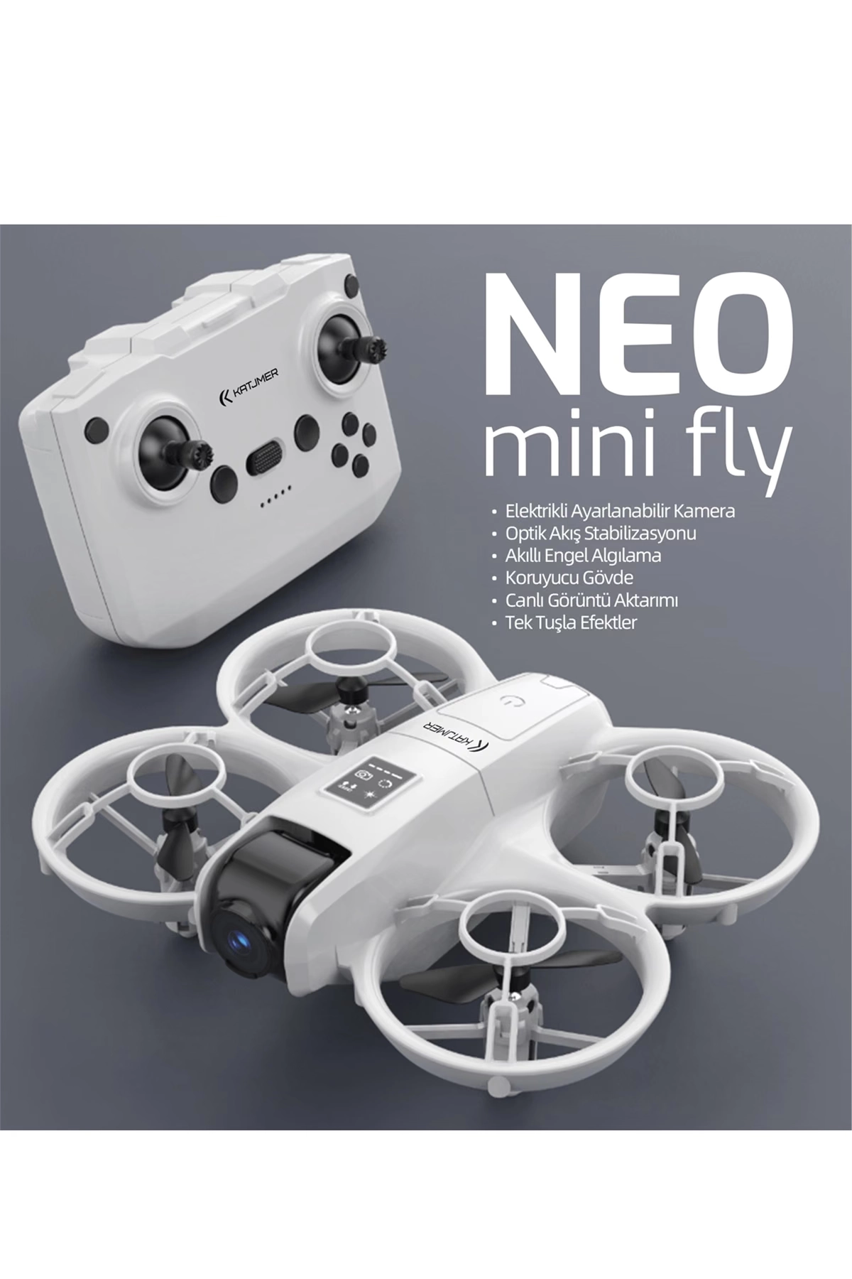 KATJMER DRNMF-001 Neo Mini Fly 1080P Kameralı 4 Yönlü Engel Sensörlü Mini Drone