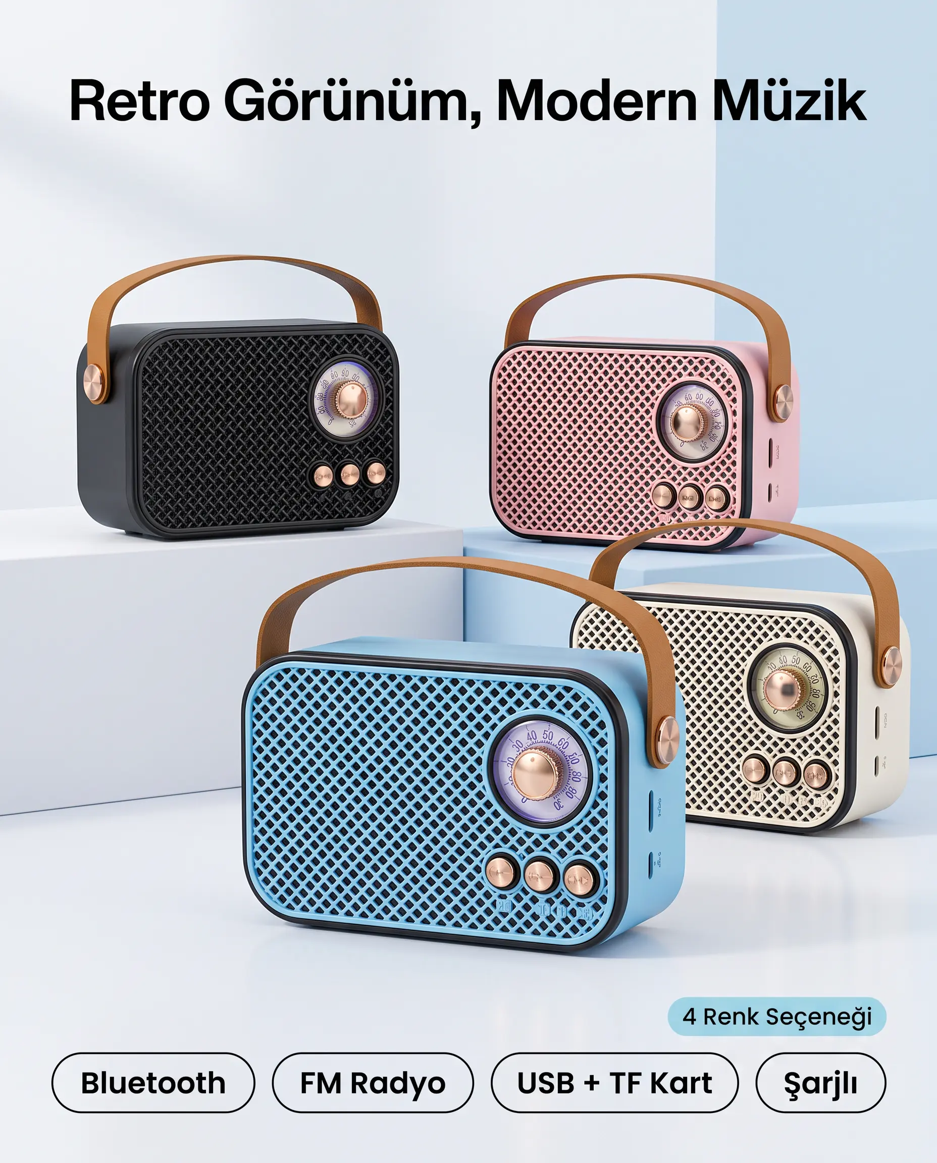 M23 Retro Bluetooth Hoparlör 5W – FM Radyo, USB, TF Kart ve TWS Destekli
