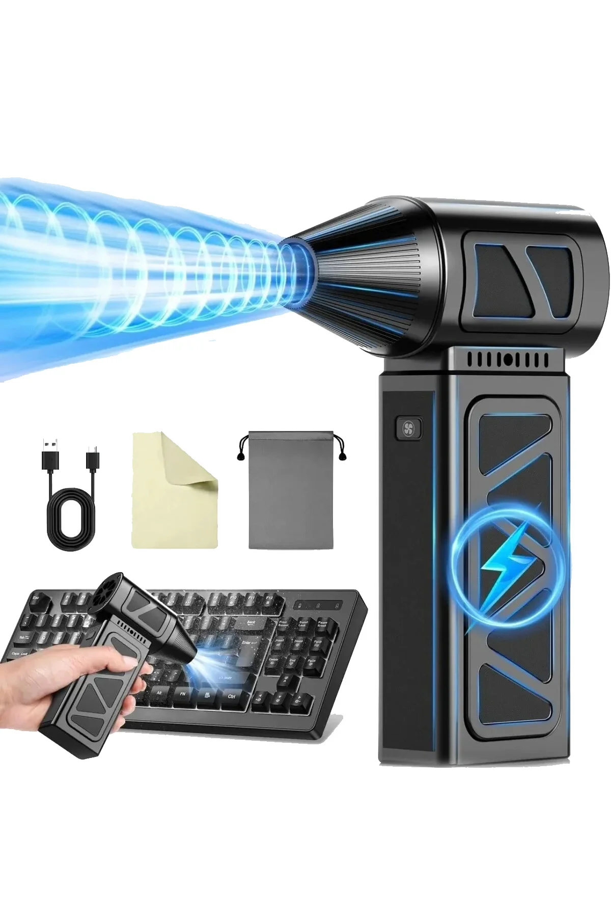 Mini Turbo Jet Fan 130.000 RPM – Şarjlı Hava Kompresörü & Temizlik Fanı