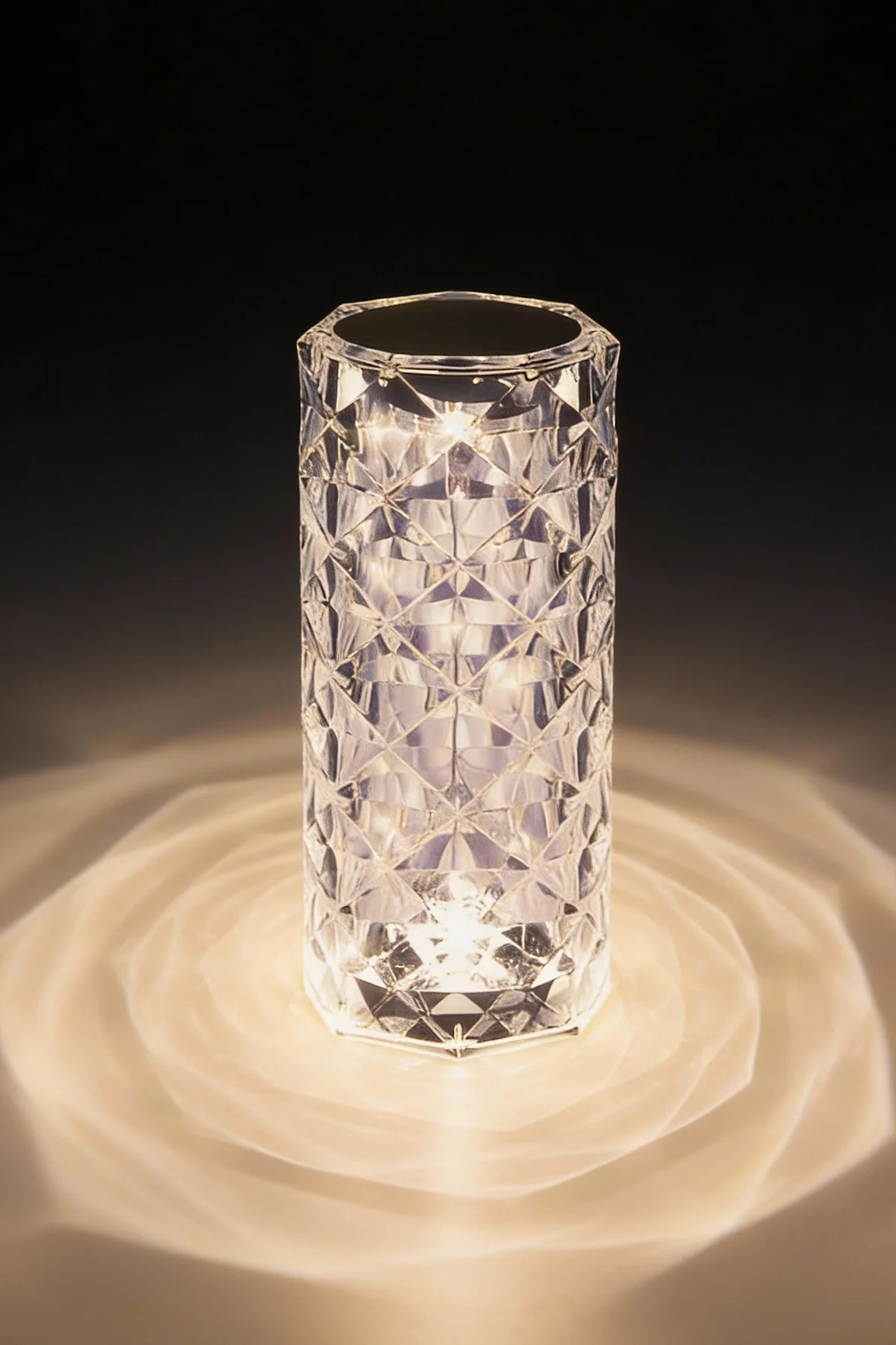 Silindir Model USB Şarjlı Dokunmatik & Kumandalı 16 Renk LED Kristal Masa Lambası